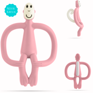 MATCHSTICK MONKEY® Grizalo z masažno zobno ščetko, pastelno roza