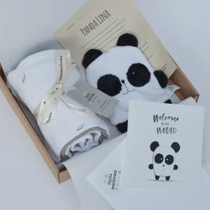 Minimellows Darilni set tetra pleničk + panda Lina + čestitka
