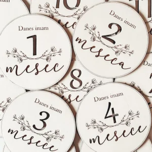 Meraki Kartice mejnikov - lesene milestone kartice roža