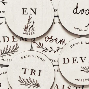 Meraki Kartice mejnikov - lesene milestone kartice Čarli