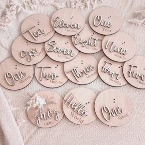 Meraki Kartice mejnikov - lesene milestone kartice s šopkom