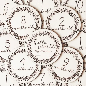 Meraki Kartice mejnikov - lesene milestone kartice Wreath